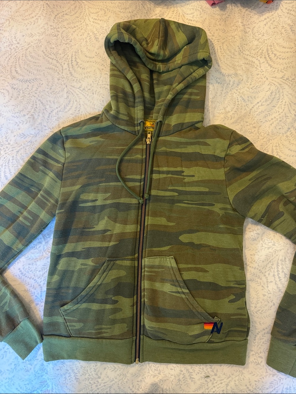 Aviator Nation Lightning Bolt Camo Zip-Up Hoodie - Green